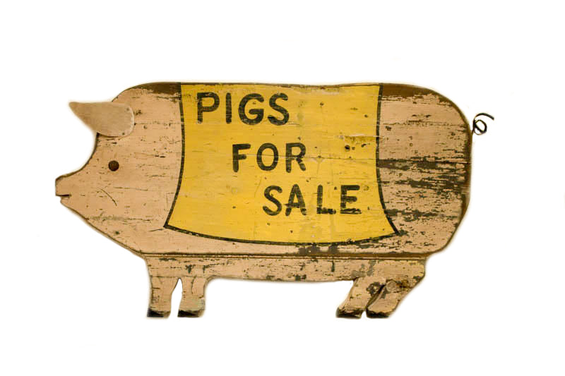 Pigs for Sale (Pig Shape) Americana Art