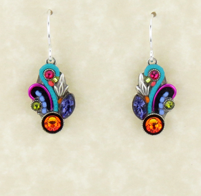 Multi Color Art Nouveau Earrings by Firefly Jewelry