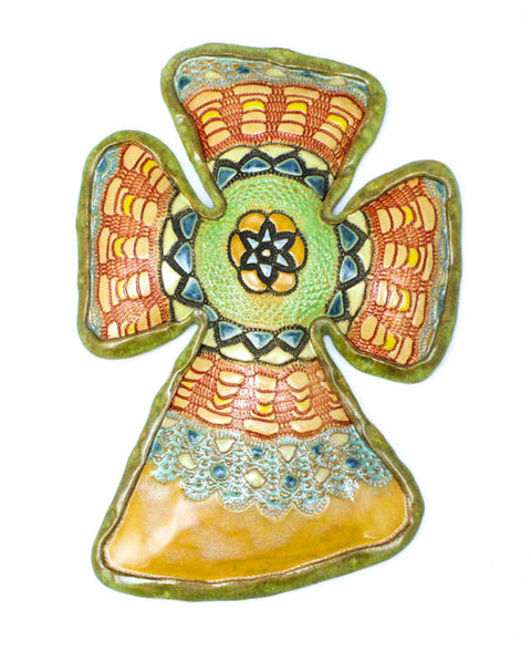 Esperanza Medallion Small Cross Ceramic Wall Art