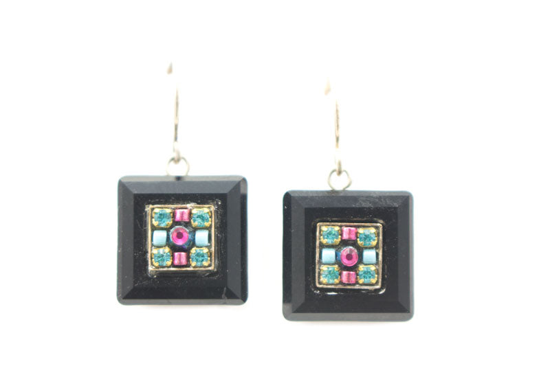 Midnight Blue La Dolce Vita Crystal Square Earrings by Firefly Jewelry