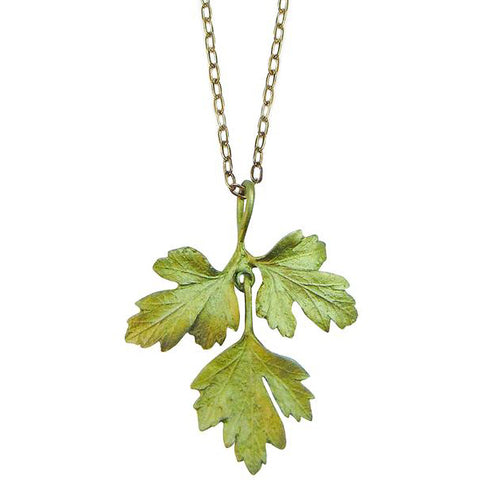 Petite Herb Parsley Pendant 16 inch Necklace by Michael Michaud