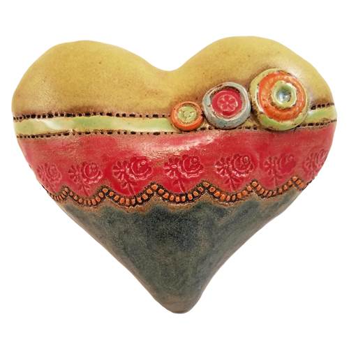 Eyelet and Buttons Heart Ceramic Wall Art