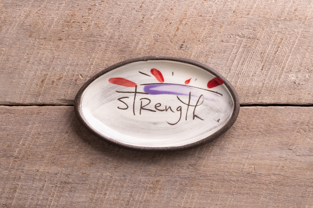 Strength Mini Oval Tray Hand Painted Ceramic