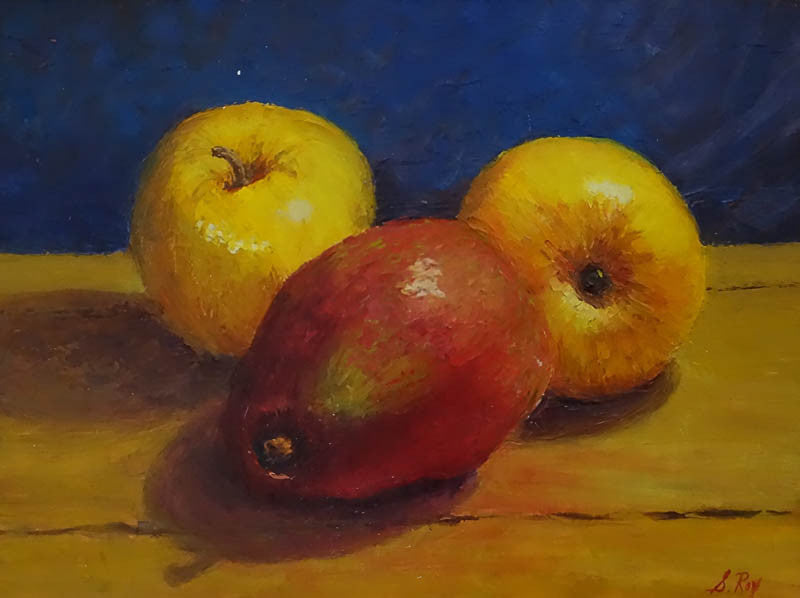 Apples & Red Pear by Simonne Roy