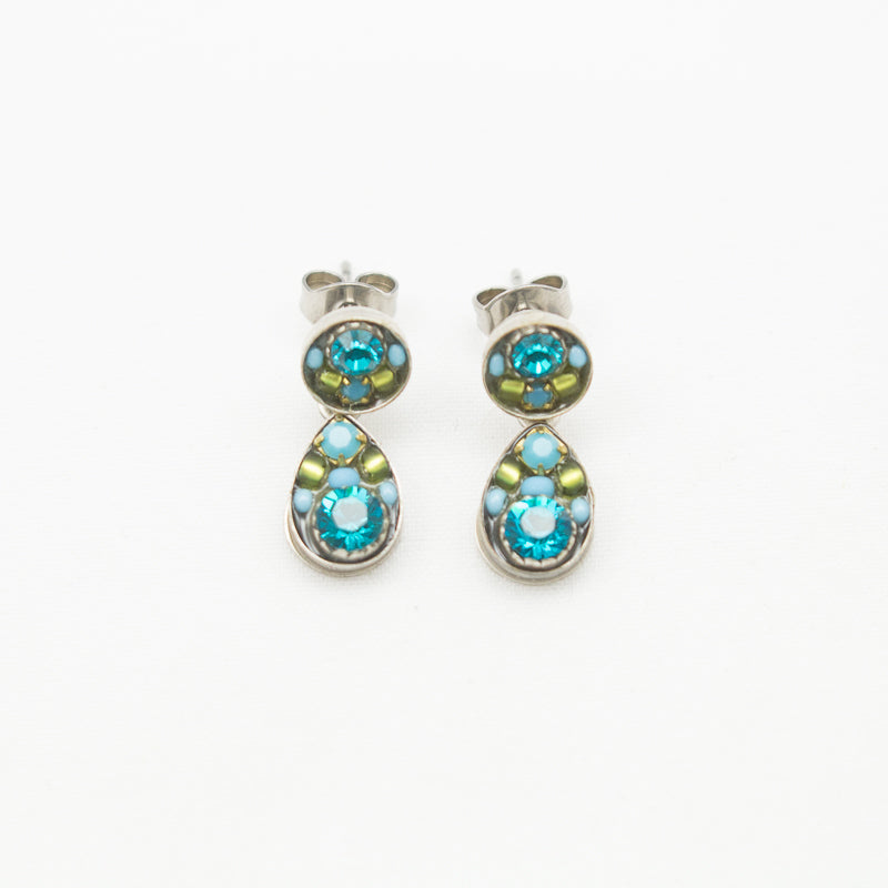 Blue Zircon Sparkling Drop Post Earrings by Firefly Jewelry