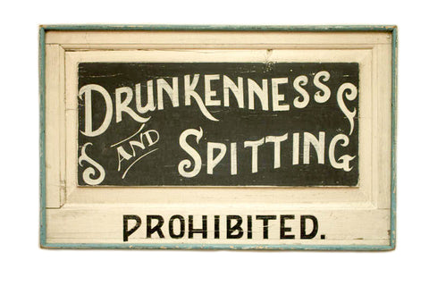 Drunkeness and Spitting Prohibited, Teal Border Americana Art