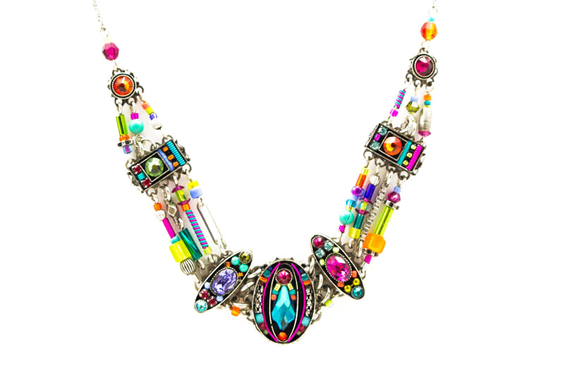Multi Color Milano Four Line Necklace by Firefly Jewelry