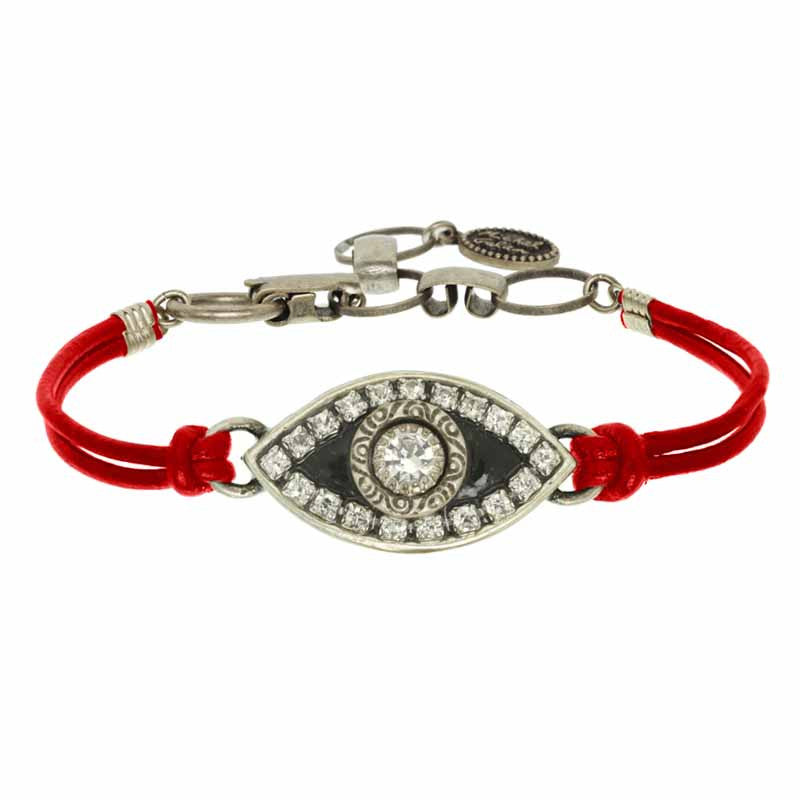 Enamel Eye Red Leather Bracelet by Michal Golan