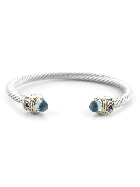 Nouveau Small Wire Cuff with Accent Stone Bracelet by John Medeiros