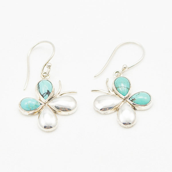 Sterling Silver Butterfly with Turquoise Earrings