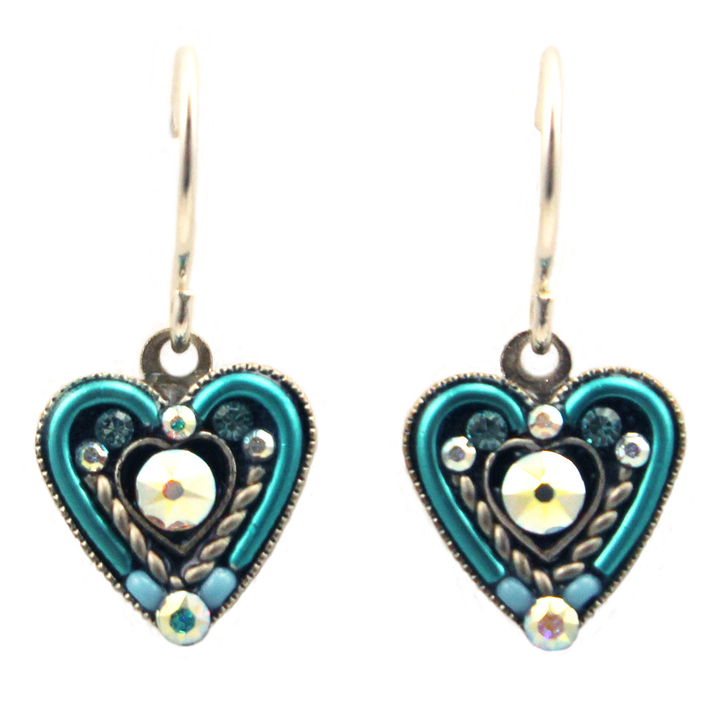 Ice Heart Within A Heart Earrings by Firefly Jewelry