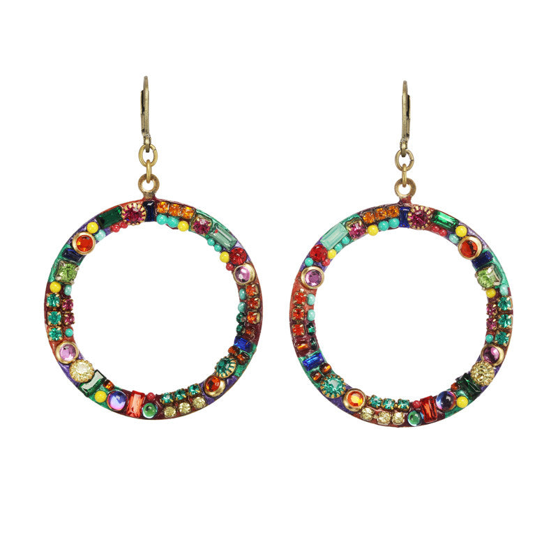 Multi Bright Large Open Circle Earrings by Michal Golan