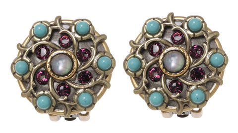 Turkish Bazaar White Center Round Earrings by Michal Golan