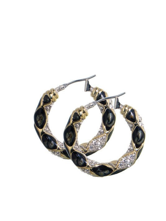 Lattice Collection, Black Abalone Edition, Pave Small Hoop Earrings by John Medeiros