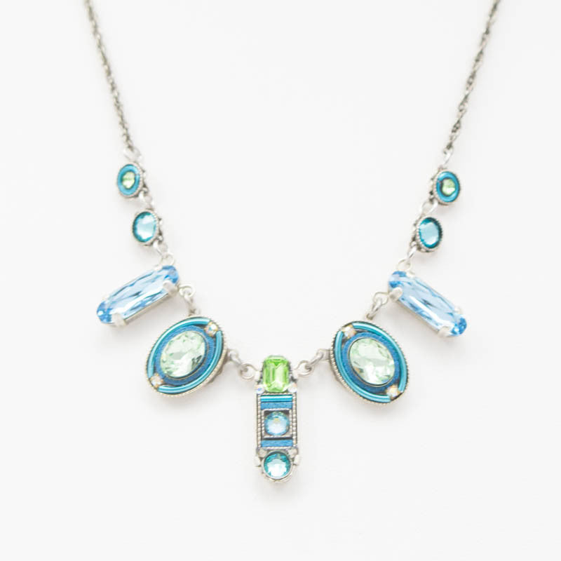 Light Blue La Dolce Vita Oval Necklace by Firefly Jewelry