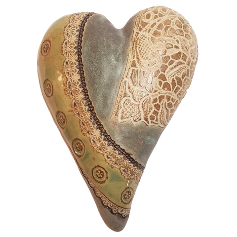 Bands of Lace Old Copper Ceramic Wall Art by Laurie Pollpeter