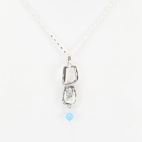 Light Blue Drop Roman Glass Necklace