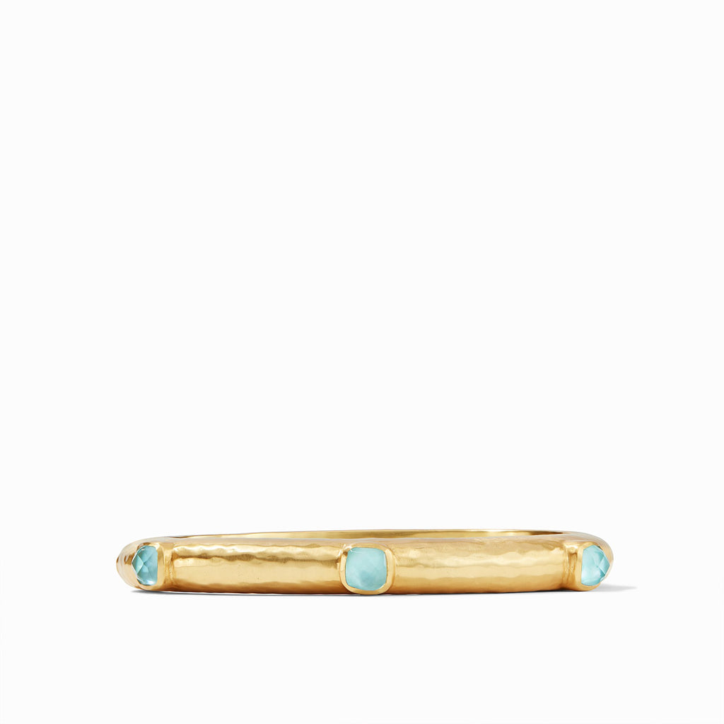 Catalina Hinge Bangle Bracelet Gold Iridescent Bahamian Blue by Julie Vos