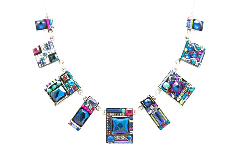 Bermuda Blue Geometric Large Necklace by Firefly Jewelry