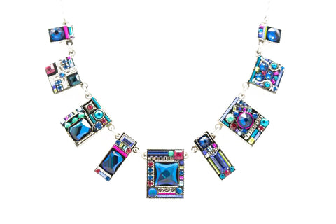 Bermuda Blue Geometric Large Necklace by Firefly Jewelry