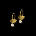 Ginkgo Wire Earrings with Pearl Drop By Michael Michaud
