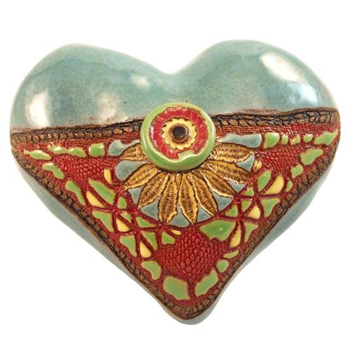 Black Eyed Susan Heart Ceramic Wall Art by Laurie Pollpeter