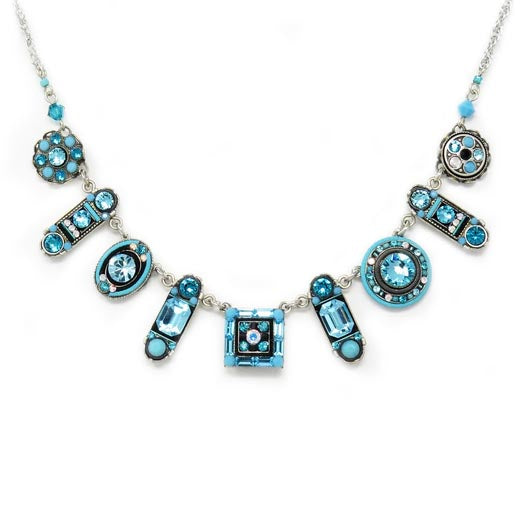 Turquoise La Dolce Vita Mosaic Crystal Necklace by Firefly Jewelry