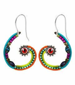 Multi Color Spiral Sunburst Earrings by Firefly Jewelry