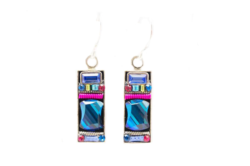 Bermuda Blue Geometric Rectangle Earrings by Firefly Jewelry