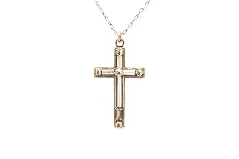 Platinum Large Simple Cross Necklace by Firefly Jewelry