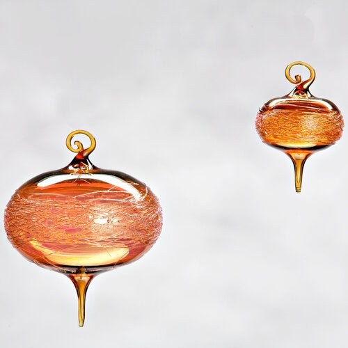 Gold Honey Amber Wrap Glass Ornament Large