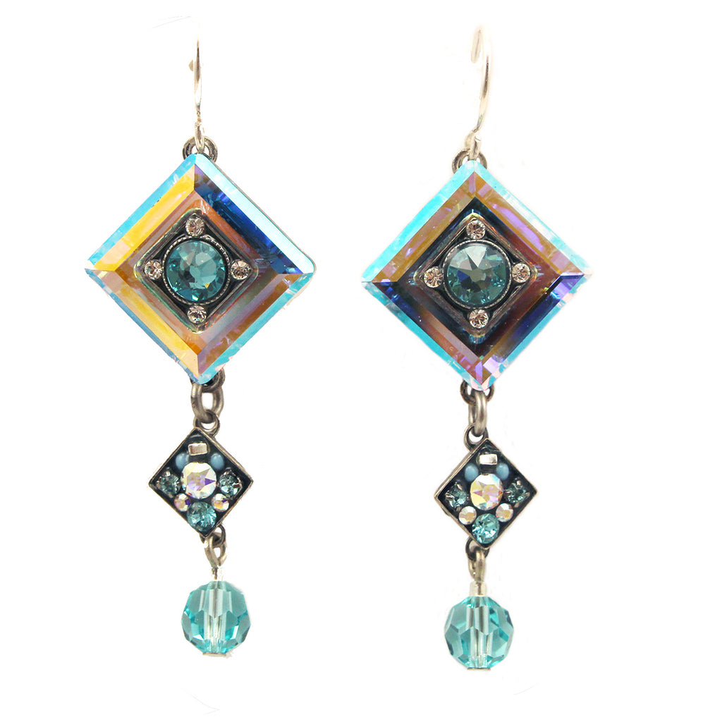 Ice La Dolce Vita Crystal Diagonal Earrings with Dangle by Firefly Jewelry