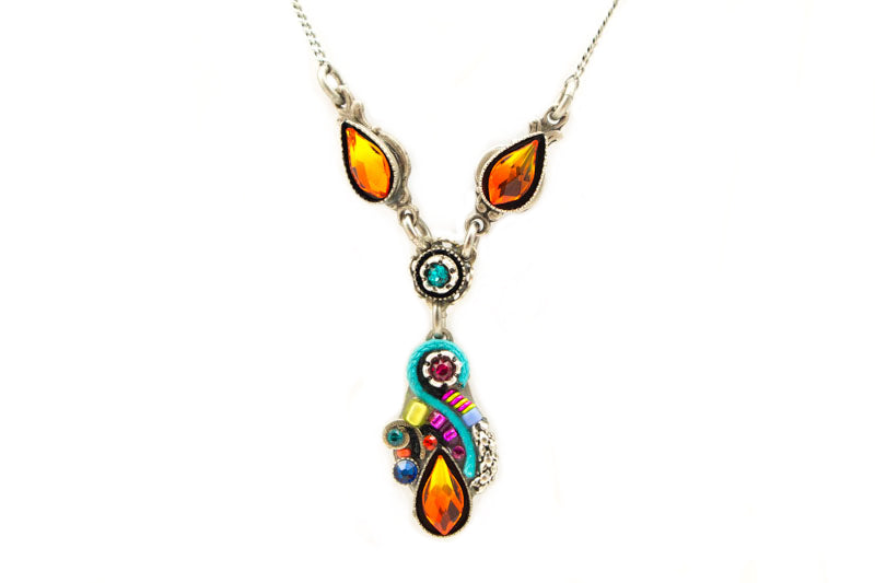 Multi Color Lily Drop Necklace by Firefly Jewelry