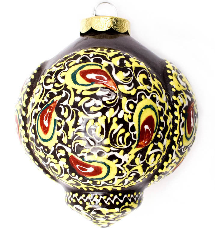 Dancing Petals in Yellow Four Panel Ceramic Ornament