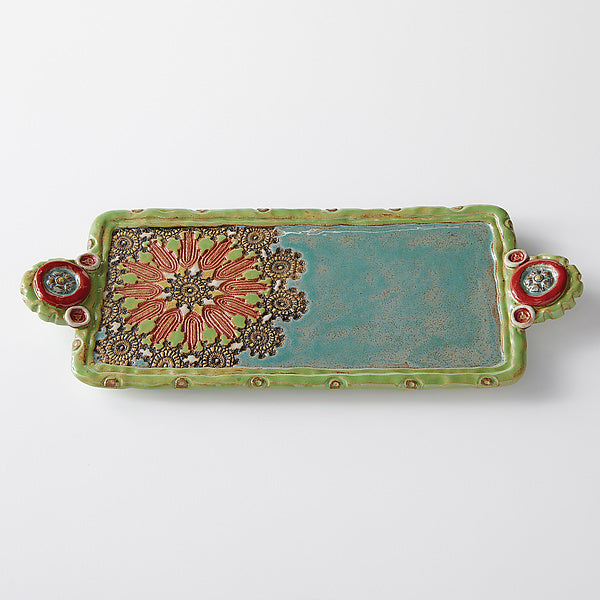 Natasha Button handle tray Ceramic Wall Art by Laurie Pollpeter