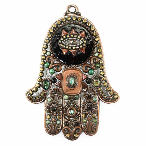 Copper with Black Onyx Large Hamsa by Michal Golan