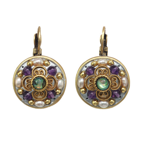 Amethyst Circle Earrings