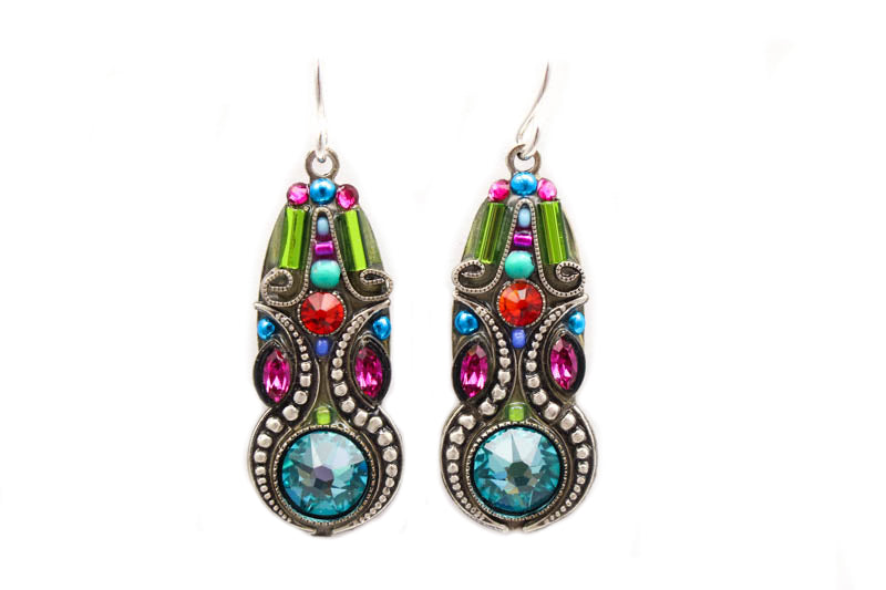 Multi Color Elaborate Mosaic Earring by Firefly Jewelry