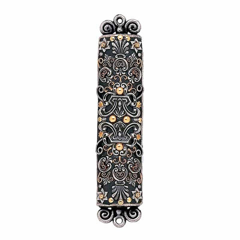 Silver, Gold, and Gray Large Mezuzah by Michal Golan