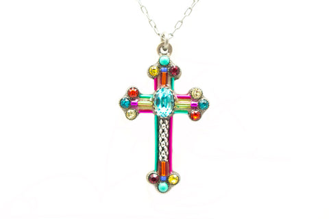 Multi Color Fancy Cross Necklace by Firefly Jewelry