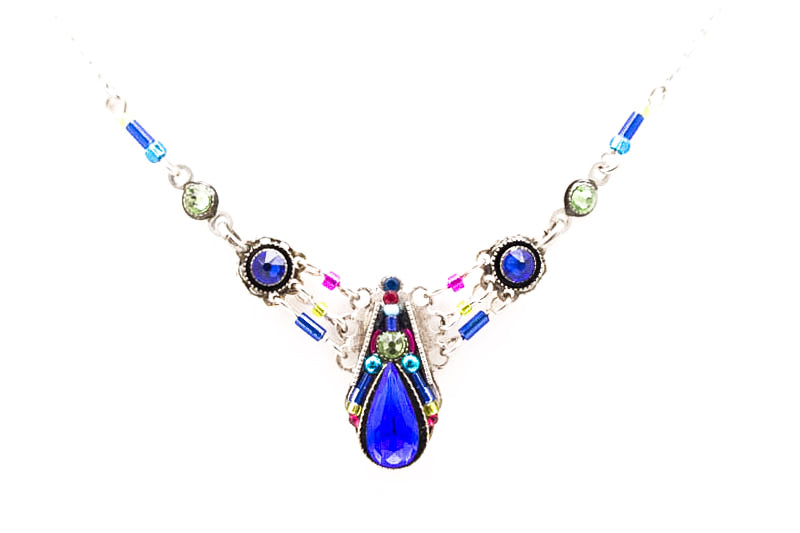 Royal Blue Camelia Simple Necklace by Firefly Jewelry