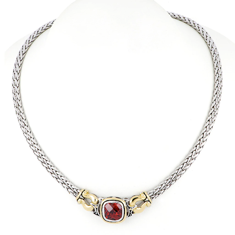 Anvil Color Double Strand Horseshoe Necklace Garnet by John Medeiros