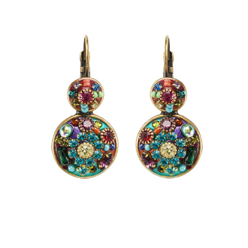 Multi Bright Double Circle Earrings by Michal Golan