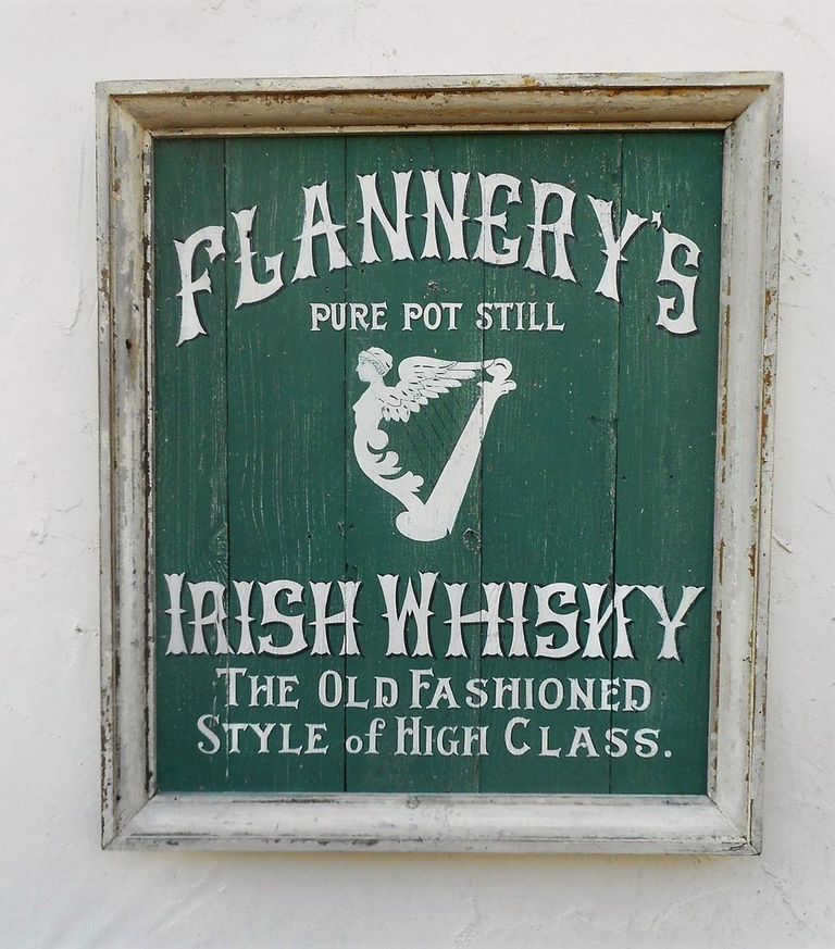 Flannery's Pure Pot Still Irish Whisky the Old Fashioned Style of High Class Americana Art