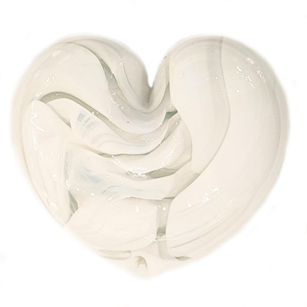 Heart in White Handblown Glass Paperweight
