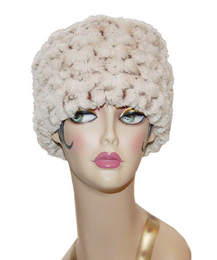 Rosebud In Brown Luxury Faux Fur Cuffed Pillbox Hat