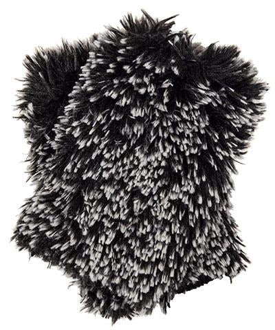 Silver Tipped Fox in Black Luxury Faux Fur Fingerless Gloves