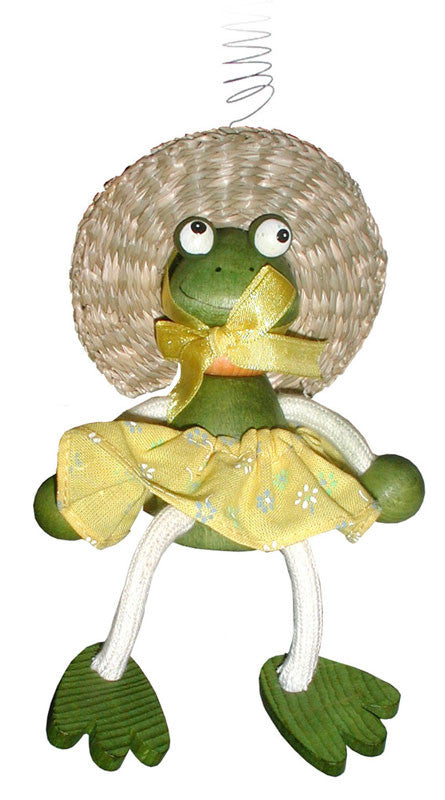 Frog With Dress Handcrafted Wooden Jumpie