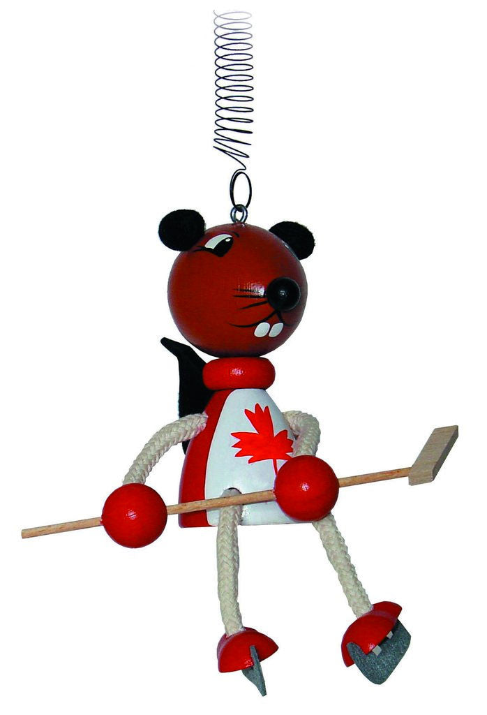 Canadian Beaver Hockey Player Handcrafted Wooden Jumpie