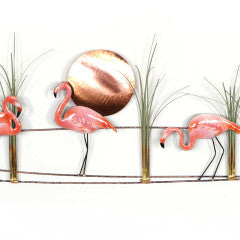 Flamingos with Copper Sun Wall Art by Bovano